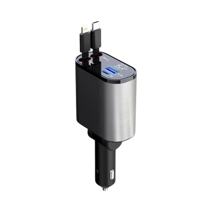 4-in-1 Retractable Car Charger – شاحن سيارة سريع بكابلات قابلة للسحب