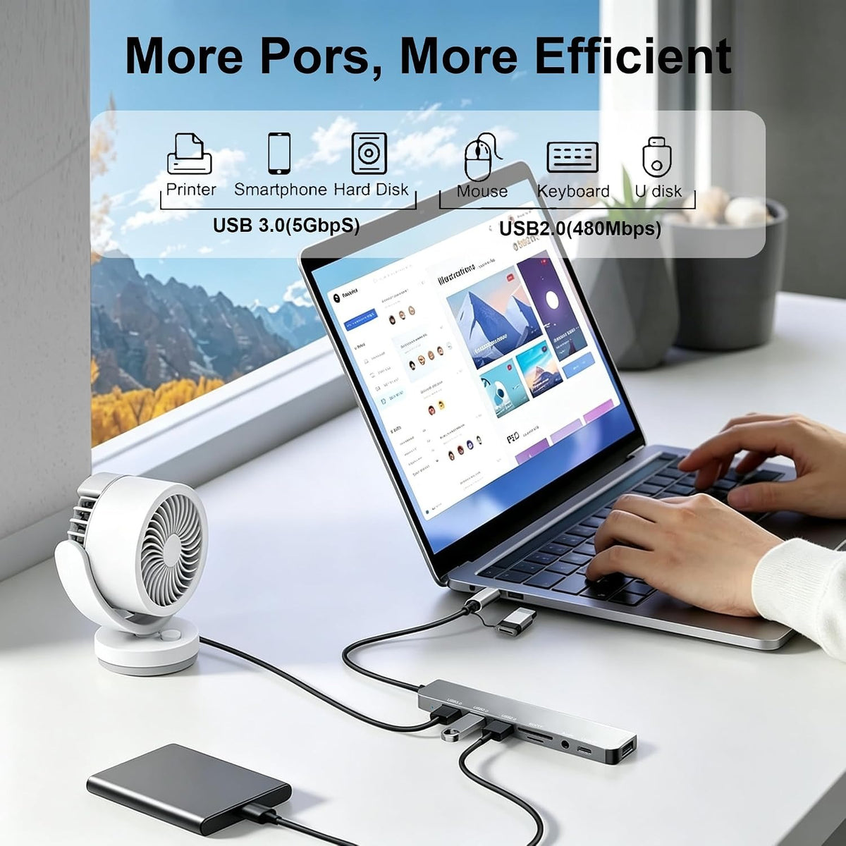 USB Hub Adapter – موزّع منافذ USB متعدد الاستخدامات